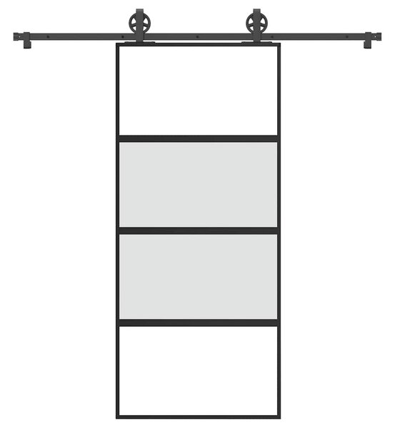 VidaXL Drsna vrata z opremo 90x205 cm kaljeno steklo in aluminij