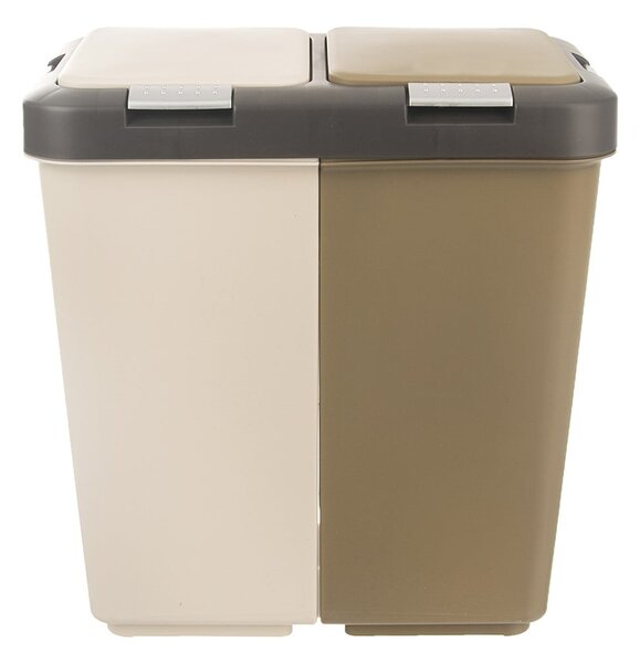 Belo-bež plastičen koš za smeti 2x20 l za ločevanje odpadkov Duo Dust – Orion