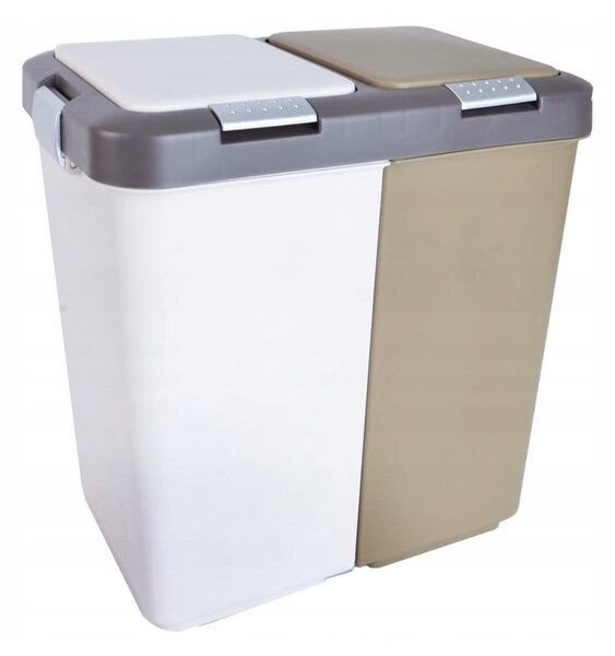 Belo-bež plastičen koš za smeti 2x20 l za ločevanje odpadkov Duo Dust – Orion