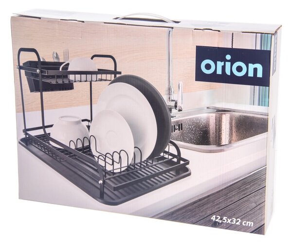 Črn kovinski dvonadstropni odcejalnik posode 42,5x32 cm Radka – Orion