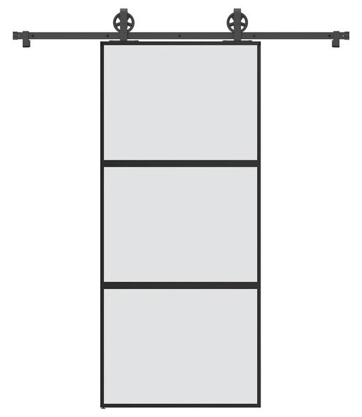 VidaXL Drsna vrata z opremo 90x205 cm kaljeno steklo in aluminij