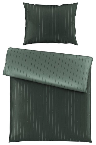 OBOJESTRANSKA POSTELJNINA STRIPES DK 140/200 cm saten zelena