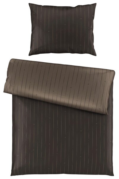 OBOJESTRANSKA POSTELJNINA STRIPES DK 140/200 cm saten rjava