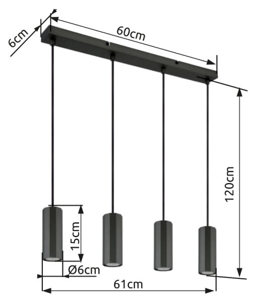 Globo 57918-4H - Lestenec na vrvici JAMES 4xGU10/25W/230V