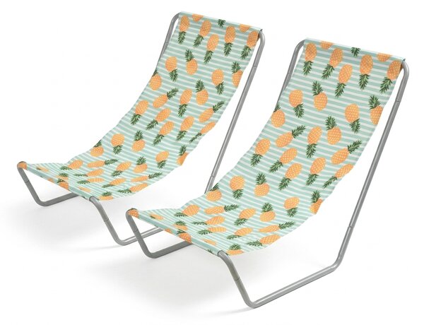 Set 2 kosov zložljivih plažnih ležalnikov SAND PINEAPPLE, barvni