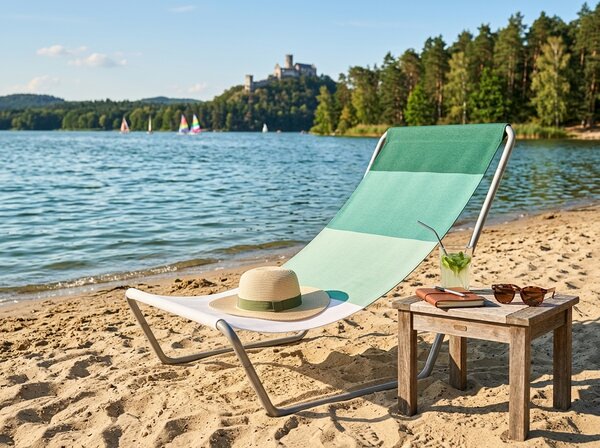 Zložljiv plažni ležalnik SAND, zelene črte