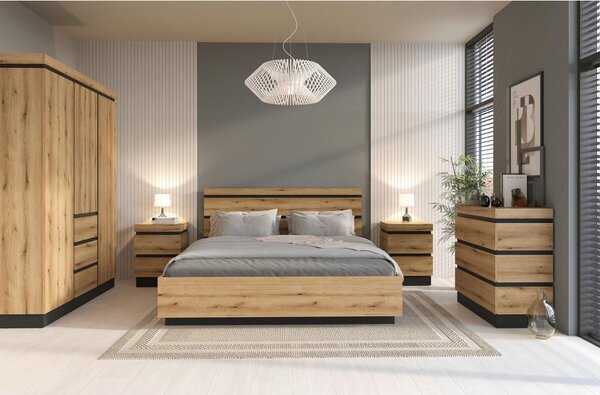 Modern Living Postelja Corte, Barva Hrasta, Siva, 140x200