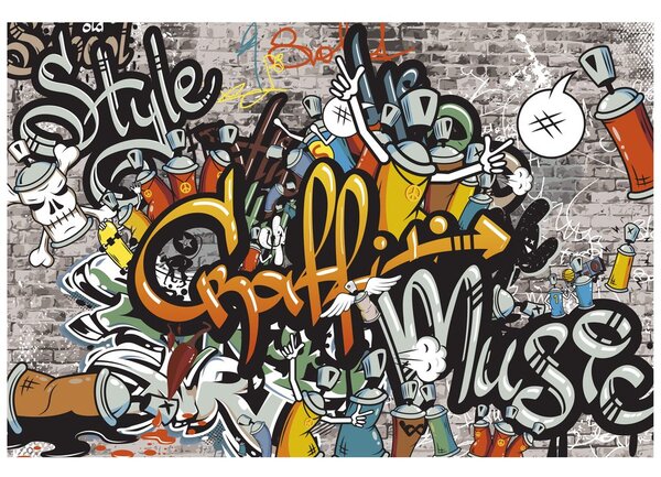 Tapeta grafiti na opečnati steni