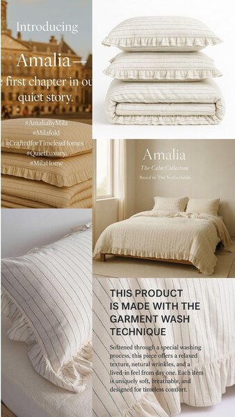 Bež podaljšana posteljnina za zakonsko posteljo iz renforce bombaža 240x220 cm Amalia Striped – Mila Home Luxury