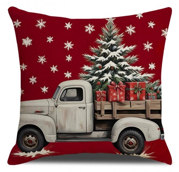 Božična prevleka za blazino TRUCKMAS 45x45 cm, rdeča