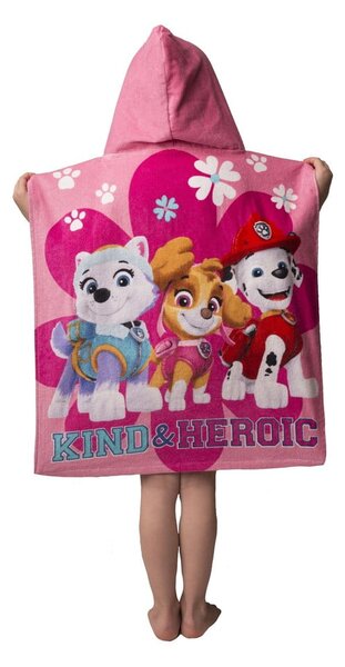 Rožnat otroški pončo iz frotirja Paw Patrol – Jerry Fabrics