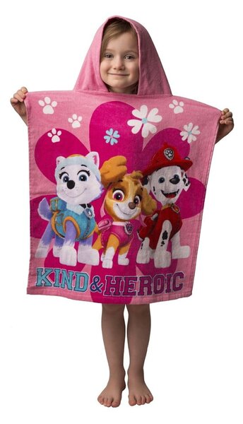 Rožnat otroški pončo iz frotirja Paw Patrol – Jerry Fabrics