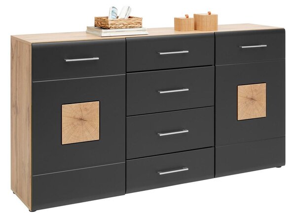 Modern Living Komoda Sonate, Črna, Barva Hrasta