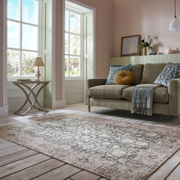 Zelena pralna preproga 190x290 cm Beau Floral – Flair Rugs