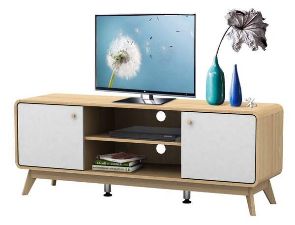Bela TV omarica v hrastovem dekorju 140x53 cm Caitlin – Støraa