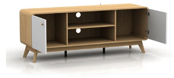 Bela TV omarica v hrastovem dekorju 140x53 cm Caitlin – Støraa