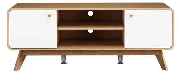 Bela TV omarica v hrastovem dekorju 140x53 cm Caitlin – Støraa