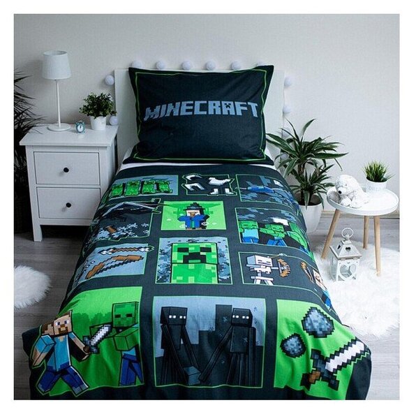 Bombažna otroška posteljnina 140x200 cm Minecraft Survival Mode – Jerry Fabrics