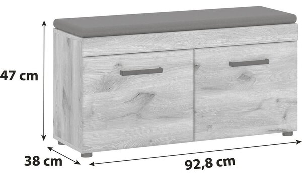 Mömax Garderobna Klop Grano, Barva Hrasta, Temno Siva