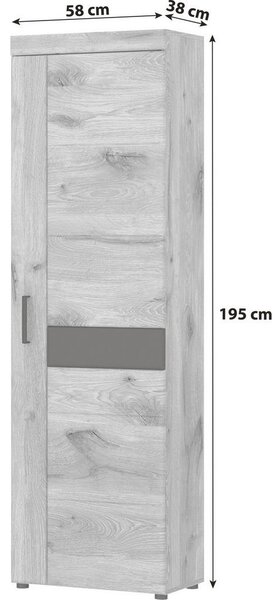 Mömax Garderobna Omara Grano, Barva Hrasta, Temno Siva