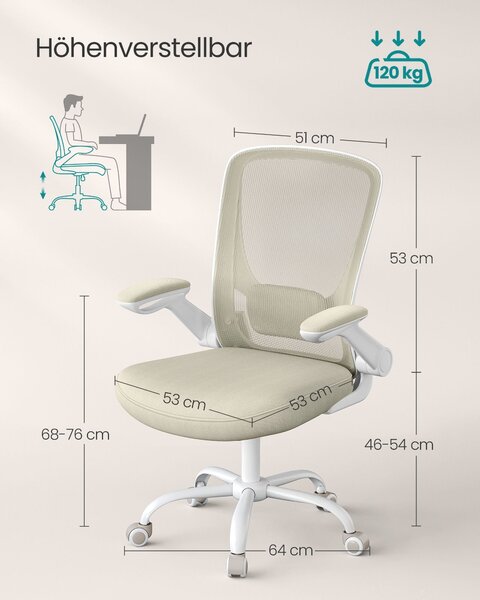 Ergonomska pisarniška stolica v barvi ovsenih kosmičev