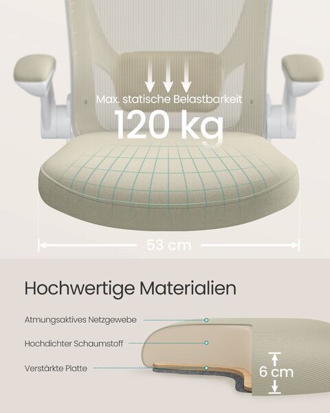 Ergonomska pisarniška stolica v barvi ovsenih kosmičev