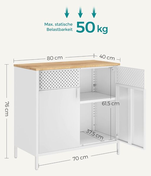 Dvoslojna omara za shranjevanje, 80x76x40 cm, naravna bež–bela