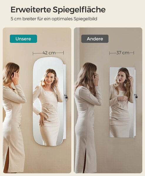 LED ogledalo s shranjevanjem za nakit 10×42×108 cm, belo