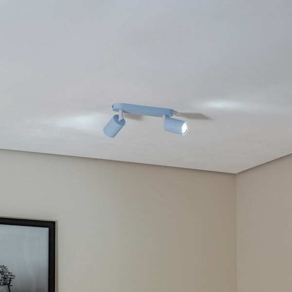 TK Lighting Stropna svetilka Livia, svetlo modra, 35 cm, 2-krilna, kovina, GU10, zatemnjen, Modra, Otroška soba, Kovina