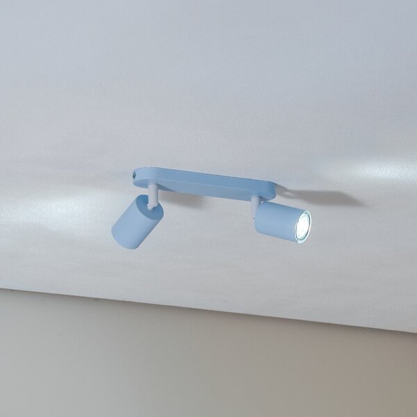 TK Lighting Stropna svetilka Livia, svetlo modra, 35 cm, 2-krilna, kovina, GU10, zatemnjen, Modra, Otroška soba, Kovina