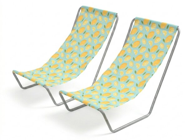 Set 2 kosov zložljivih plažnih ležalnikov SAND LEMON, barvni