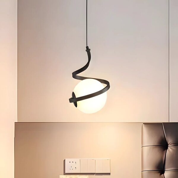 GLASS SPHERE SPIRAL PENDANT LAMP APP1732-1CP BLACK