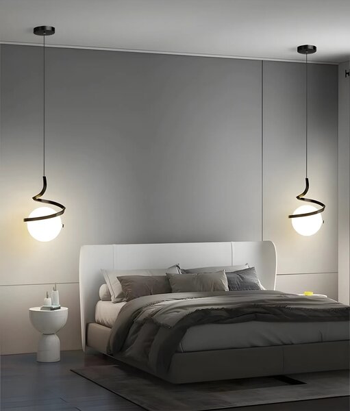 GLASS SPHERE SPIRAL PENDANT LAMP APP1732-1CP BLACK
