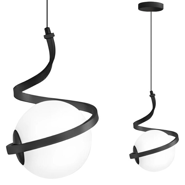 GLASS SPHERE SPIRAL PENDANT LAMP APP1732-1CP BLACK