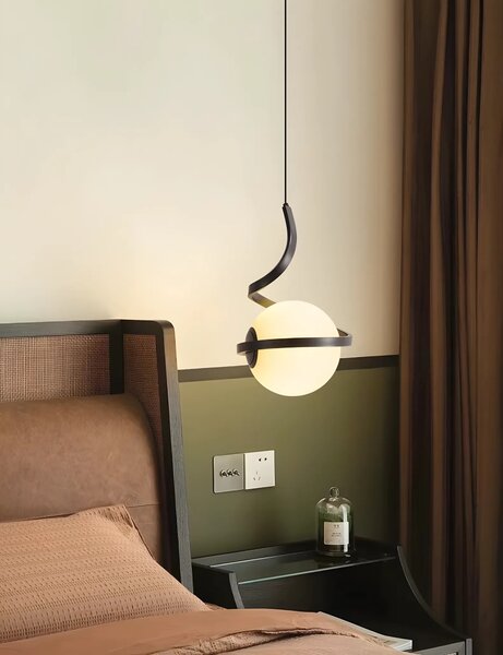 GLASS SPHERE SPIRAL PENDANT LAMP APP1732-1CP BLACK