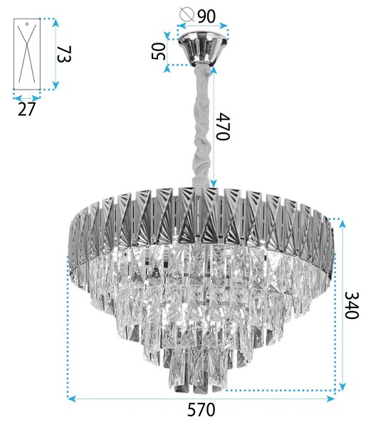 Obesna svetilka s kristali G060-CP 60CM