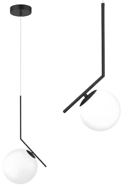 Steklena stropna svetilka G107-1W BLACK WHITE