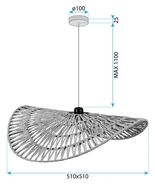 NARAVNA BOHO OBESEK STROPNA SVETILKA APP1739-1CP 50CM