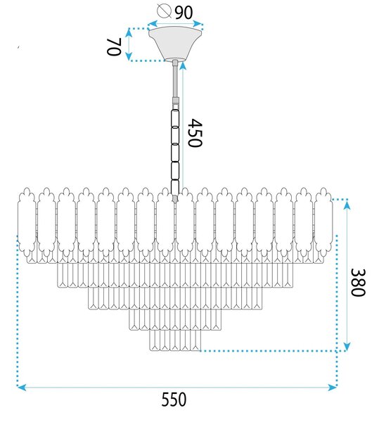 Obesna svetilka s kristali G049-CP 60CM