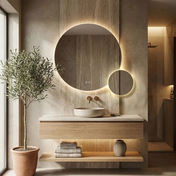 Stensko ogledalo LED R-9045 90cm + 45cm