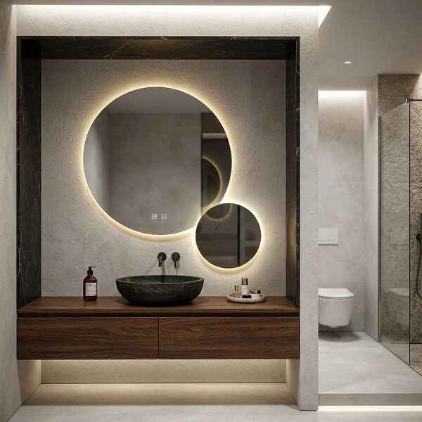 Stensko ogledalo LED R-9045 90cm + 45cm