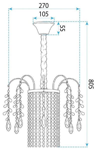 Kristalna viseča svetilka SWE089-CP 30cm CHROME