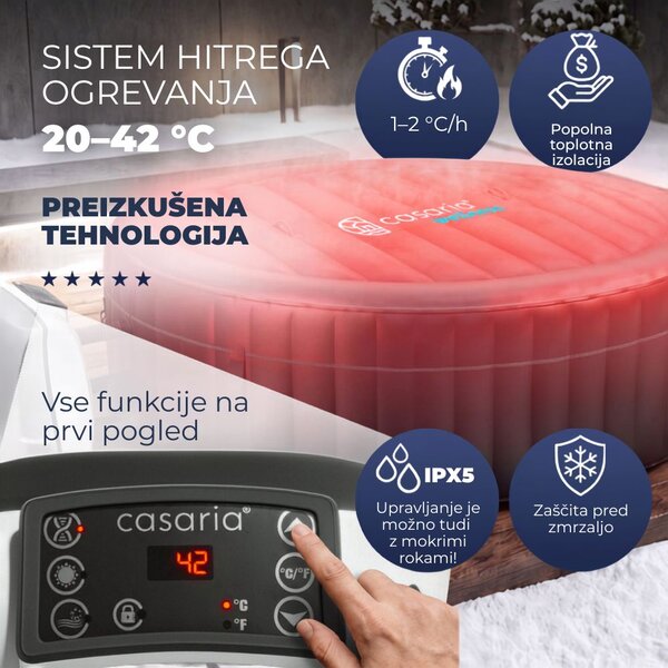 Napihljiv masažni bazen OASIS za 6 oseb, okrogel, črn Casaria