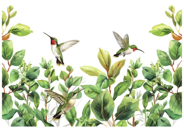 Tapeta kolibri in listi