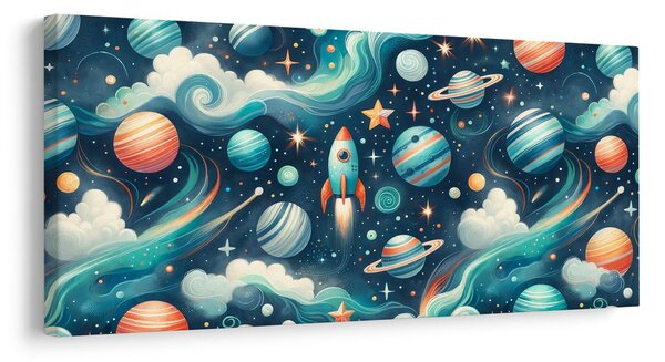 Slika raketa in planeti v vesolju