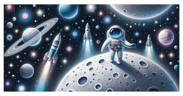 Slika astronavt med planeti