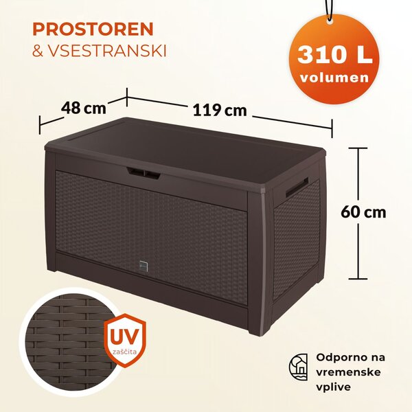 Shranjevalna škatla RATO, 310 l, 119x48x60 cm, rjava Prosperplast
