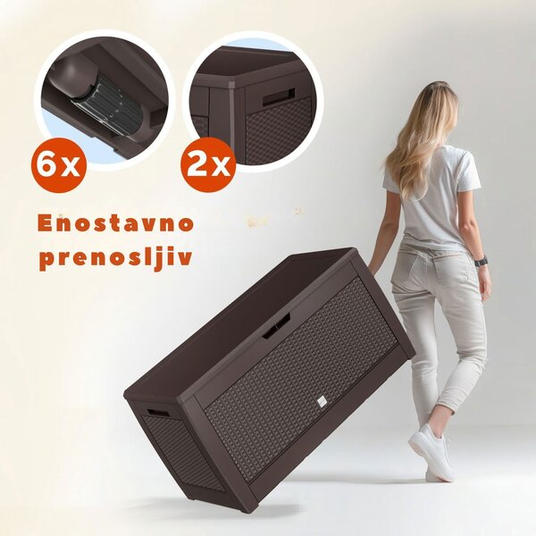 Shranjevalna škatla RATO, 310 l, 119x48x60 cm, rjava Prosperplast
