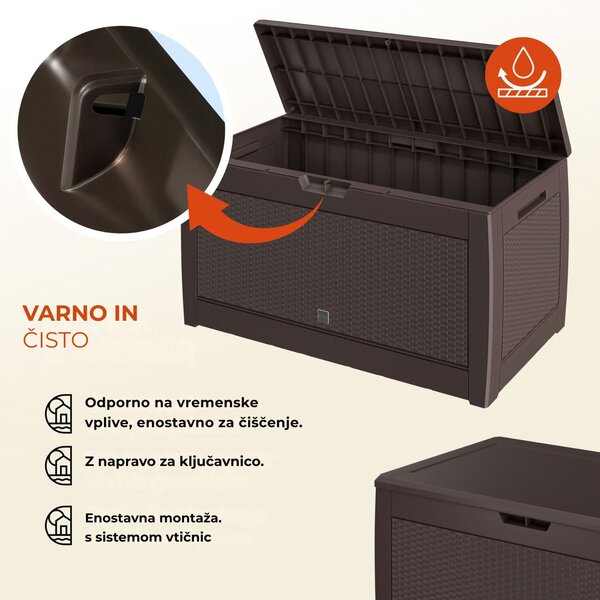 Shranjevalna škatla RATO, 310 l, 119x48x60 cm, rjava Prosperplast