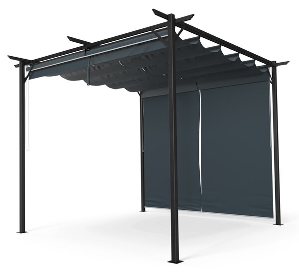 Blumfeldt Robustna pergola Pantheon, 3x3 m, prašno barvano jeklo, odporno na vremenske vplive, s stranskimi roloji